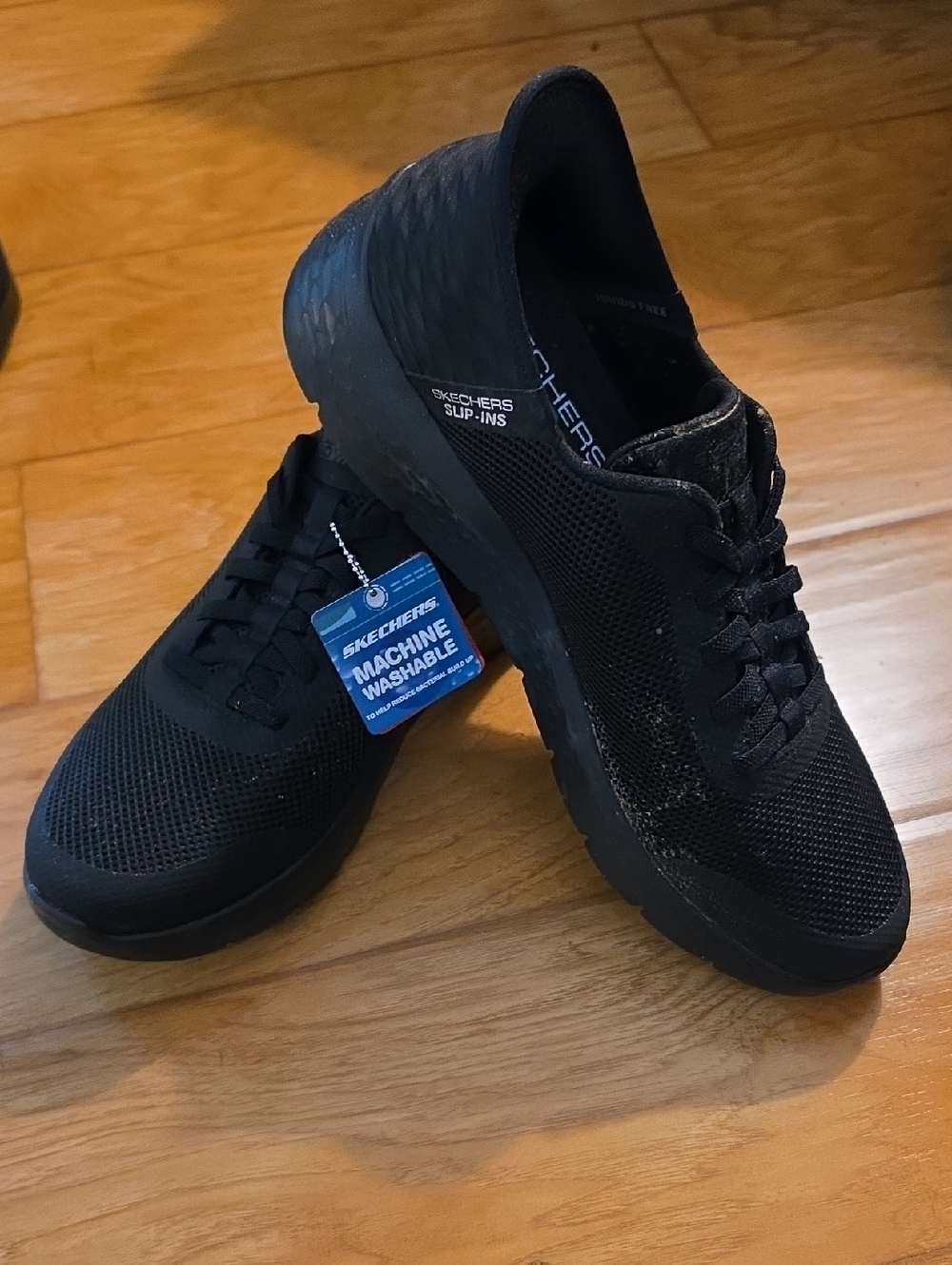 Skechers Black Knit Slip-On  EXTRA wide Men's Sneakers